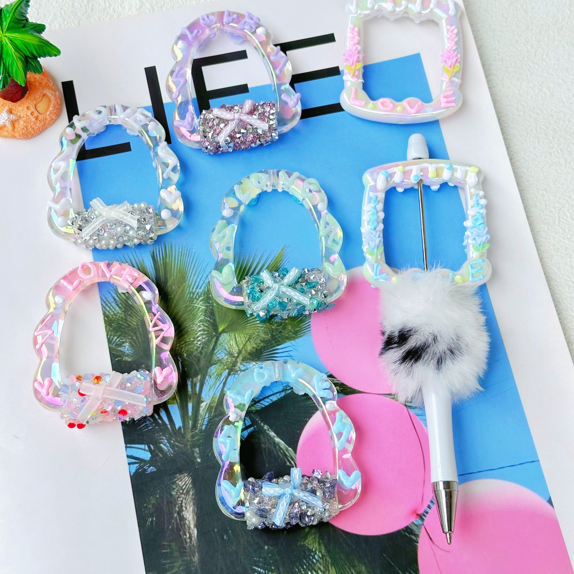 Wholesale 5pcs 3mm Full Diamond Flower Photo Frame Special Shaped Hand-painted Beads